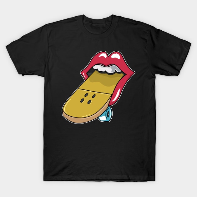 Glossy red lips skateboard tongue Skateboarding T-Shirt by Mesyo